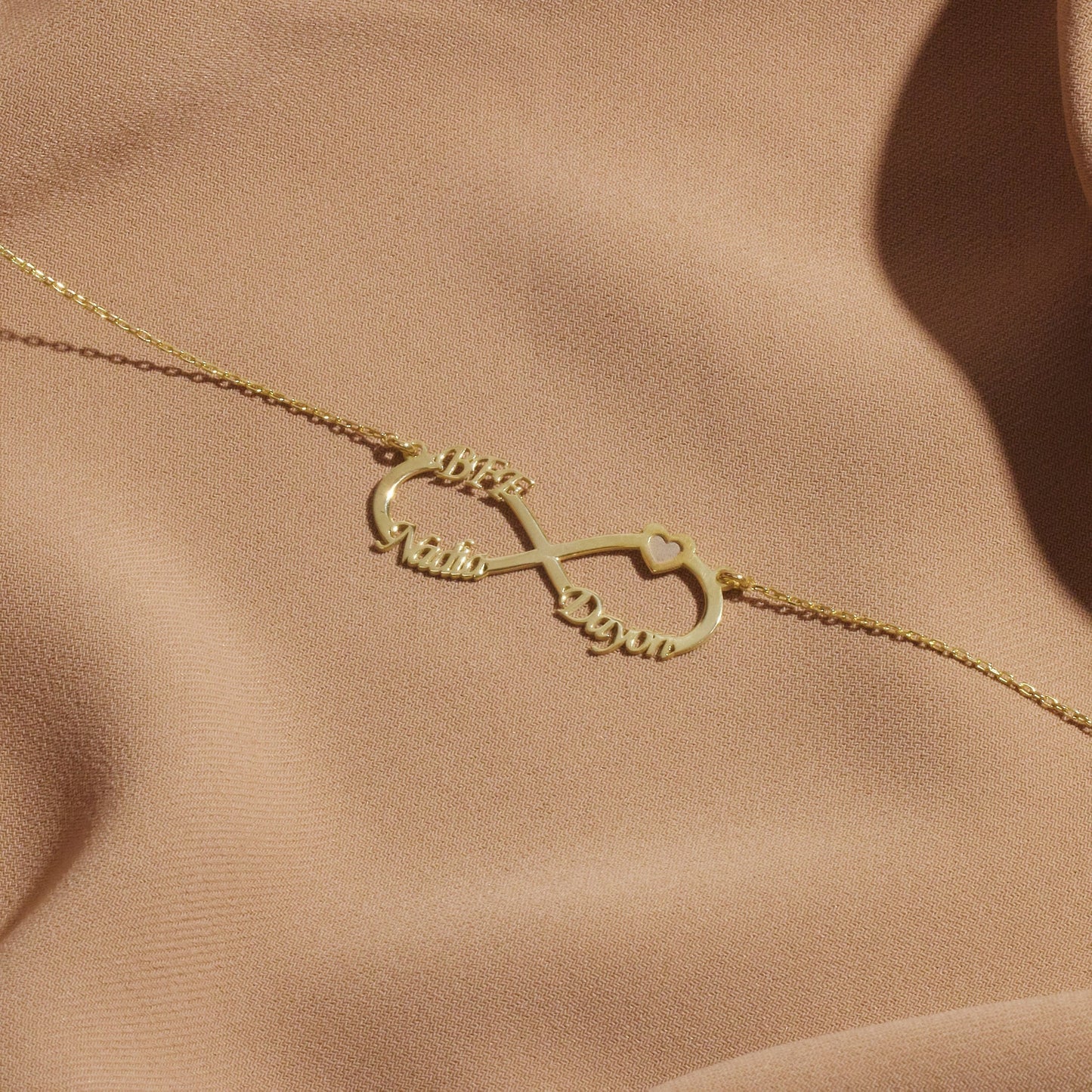 Infinity Name Necklace with Heart - Personalized Sterling Silver Jewelry