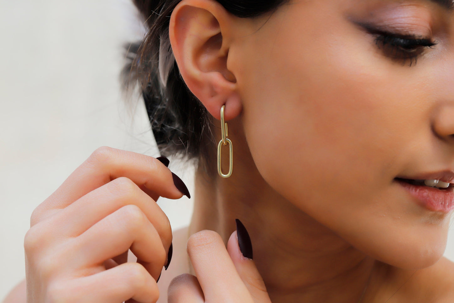 Dangle Link Earrings by NecklaceDreamWorld • Cable Earrings • Chunky Statement Trendy Jewelry in Silver, Gold, Rose • Gift for Her - silvergoldandrose