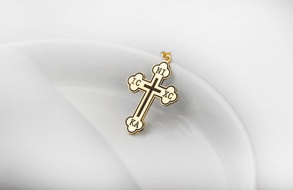 Christian Eastern Orthodox Cross Necklace, Charm IC XC NIKA Religious Jewelry by NecklaceDreamWorld in 14K Gold, Sterling Silver and Rose - silvergoldandrose