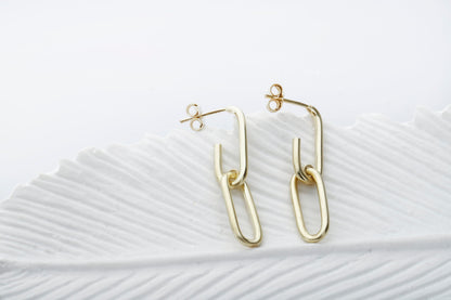 Dangle Link Earrings by SilverGoldandRose • Cable Earrings • Chunky Statement Trendy Jewelry in Silver, Gold, Rose • Gift for Her - silvergoldandrose
