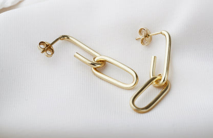 Dangle Link Earrings by SilverGoldandRose • Cable Earrings • Chunky Statement Trendy Jewelry in Silver, Gold, Rose • Gift for Her - silvergoldandrose