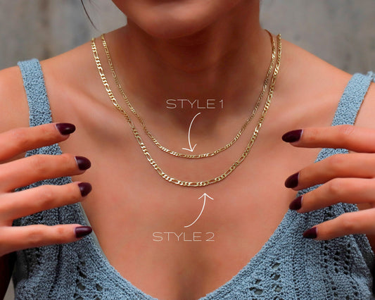 Figaro Chain Necklace in 14K Gold, Sterling Silver and Rose • Everyday Chain Jewelry by NecklaceDreamWrold • Perfect Uniqeu Gifts - silvergoldandrose