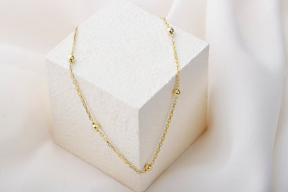 Dainty Satellite Chain Bracelets for Women in 14K Gold, Everyday Jewelry, Ankle Bracelet Gold, Minimalist Jewelry - silvergoldandrose