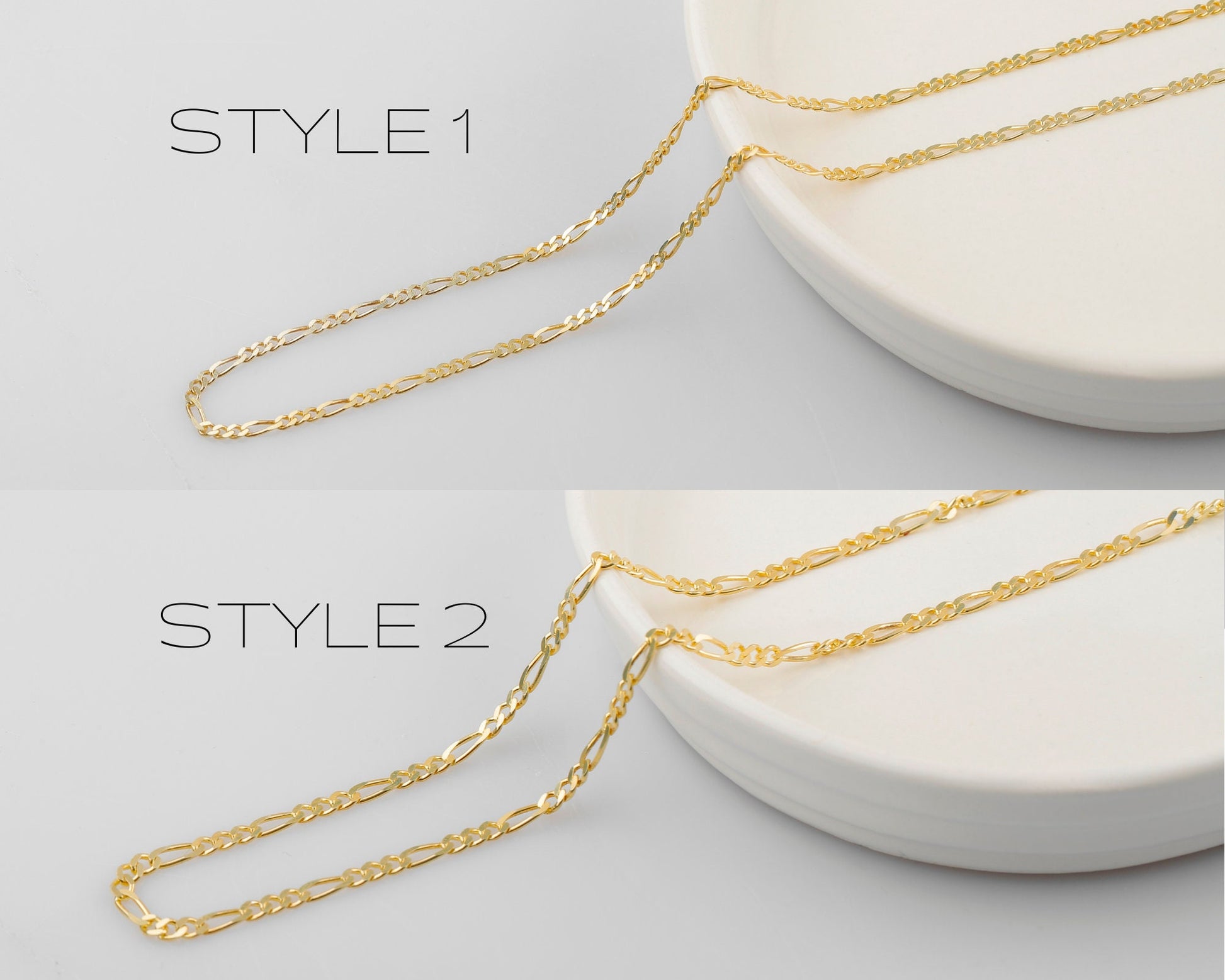 Figaro Chain Necklace in 14K Gold, Sterling Silver and Rose • Everyday Chain Jewelry by NecklaceDreamWrold • Perfect Uniqeu Gifts - silvergoldandrose