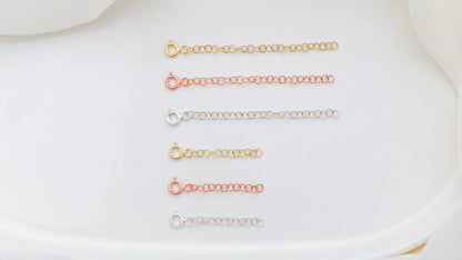 14K Gold Extensions, 925 Sterling Silver Adjustable Extender for Necklace or Bracelet, Removable 1 and 2 inch Chain Extender • Rose Gold - silvergoldandrose