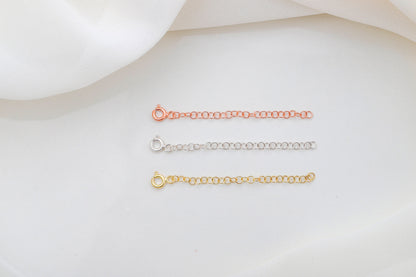 14K Gold Extensions, 925 Sterling Silver Adjustable Extender for Necklace or Bracelet, Removable 1 and 2 inch Chain Extender • Rose Gold - silvergoldandrose