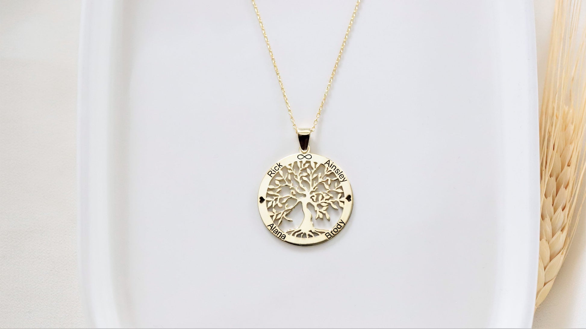 Tree Of Life Necklace, Custom Family Tree Necklace with Birthstone • Personalized Jewelry Gifts • Family Name Necklace by NecklaceDreamWorld - silvergoldandrose