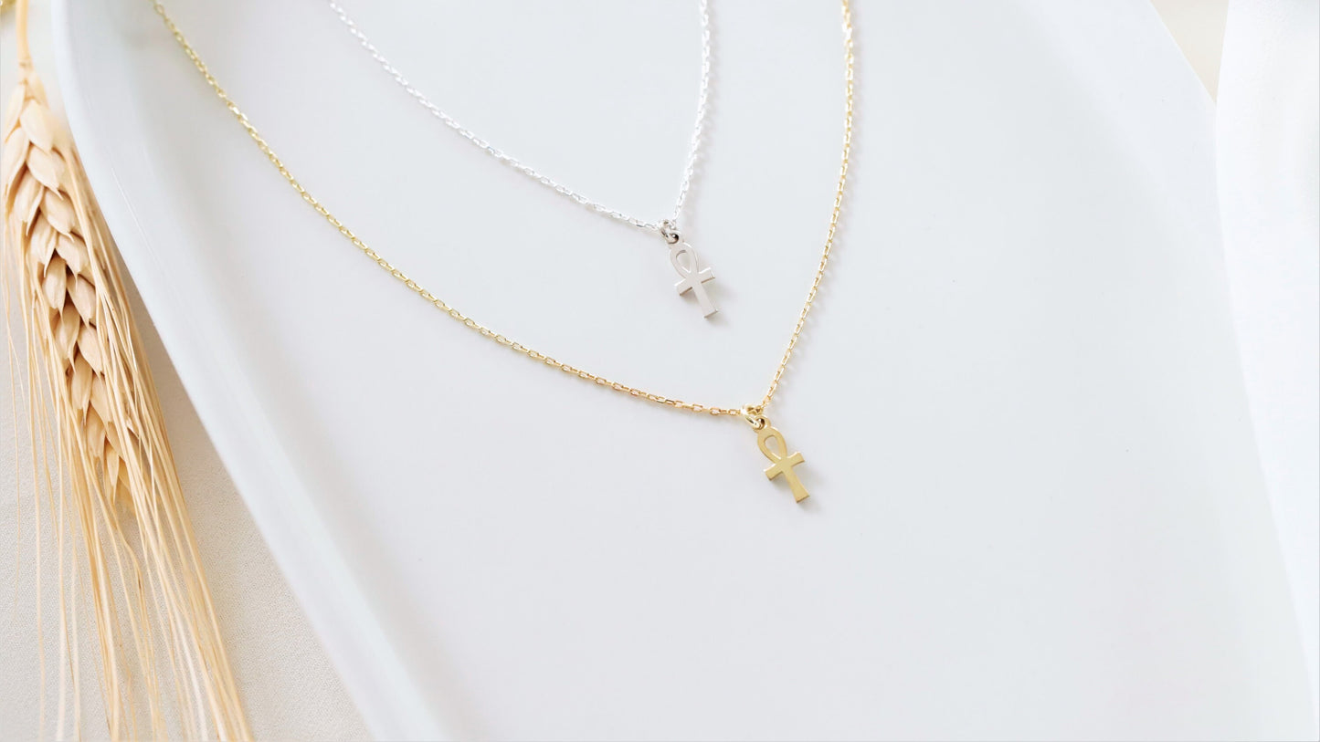 Minimal Ankh Necklace, Ancient Symbol Pendant • Egyptian Ankh Jewelry • Ankh Pendant Sterling Silver • Ankh Symbol of Life • Ankh Jewelry - silvergoldandrose