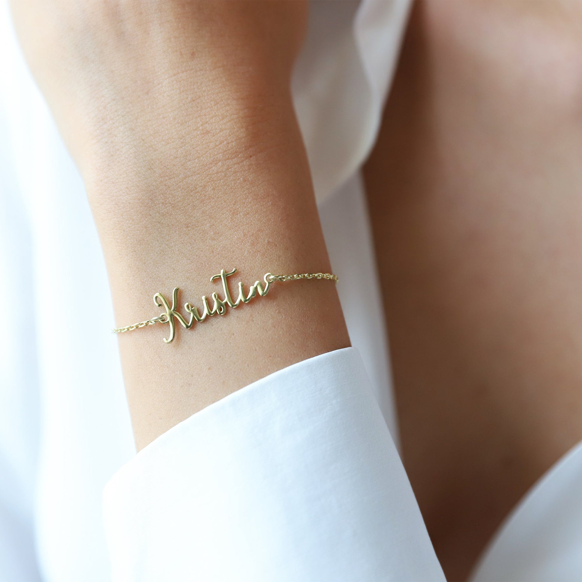 Personalized Delicate Name Bracelet with Birthstone • Custom Name Anklet • Custom Name Jewelry • Bracelet with Name by NecklaceDreamWorld - silvergoldandrose