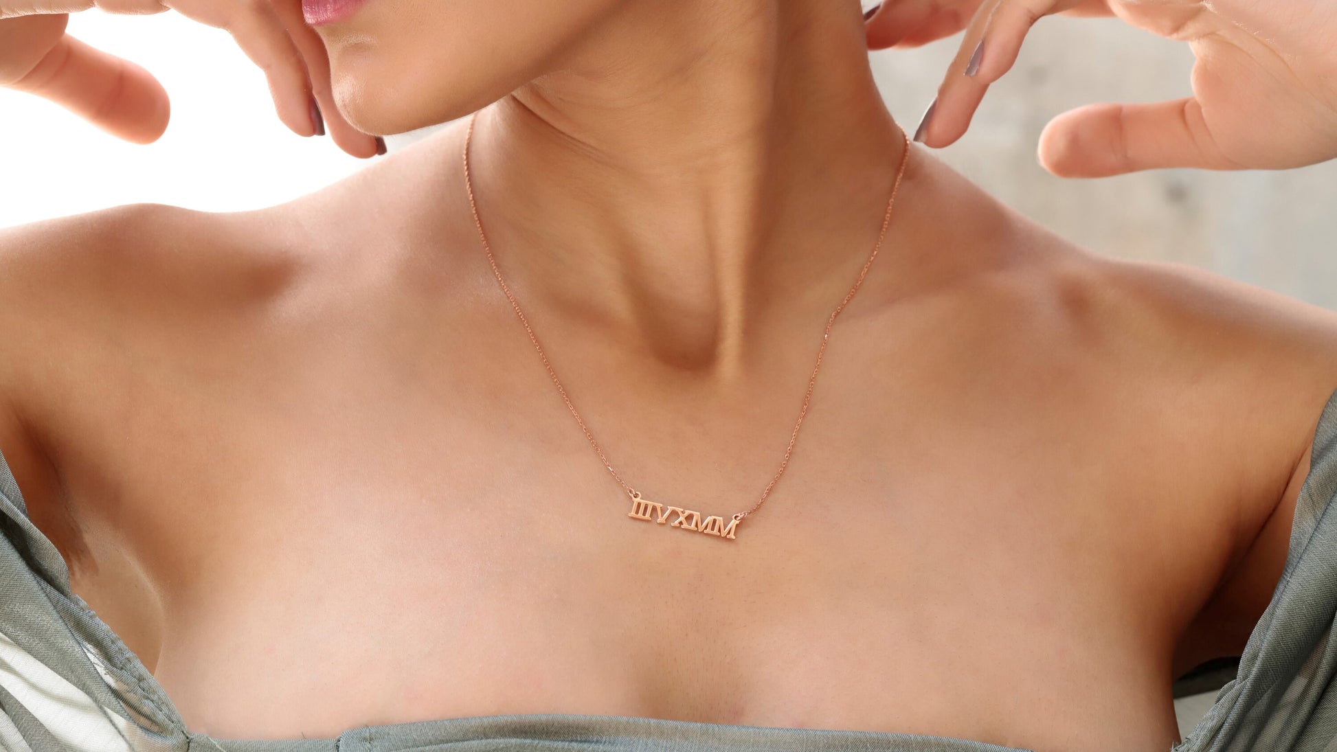 14K Gold Delicate Roman Numerals Choker Necklace By NecklaceDreamWorld, Perfect Dainty Special Date Symbolic Jewelry Gifts, Birthday Gifts - silvergoldandrose