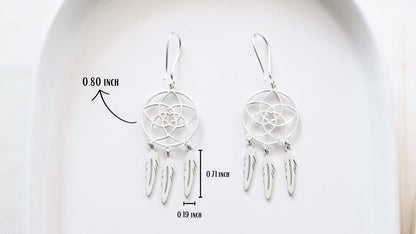 Dreamcatcher Good Dreams Earrings by silvergoldandrose, Dangle Style Summer Everyday Jewelry, Wedding Jewelry - 