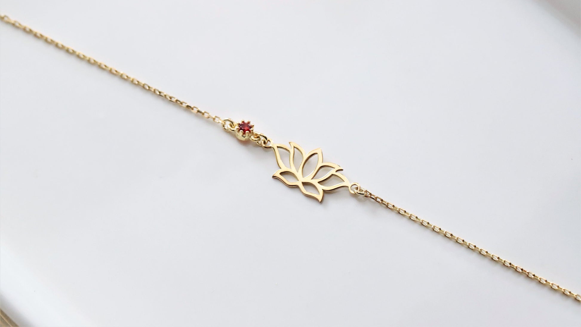 Dainty Gold Friendship Lotus Flower Bracelet, Birthstone-Gemstone add on, Couples Silver, Gold and Rose Gold Jewelry by NecklaceDreamWorld - silvergoldandrose