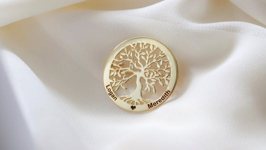 Personalized Tree Of Life Brooches • Custom Family Tree Pins • Personalized Jewelry • Custom Handmade Yoga Pin by NecklaceDreamWorld - silvergoldandrose