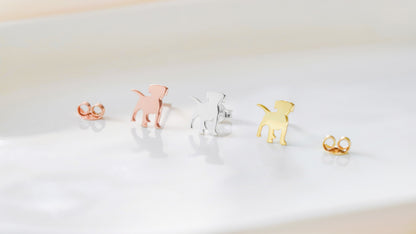 Pawfectly Silver Puppy Stud Earrings | Adorable Minimalist Dog Jewelry for Pet Lovers