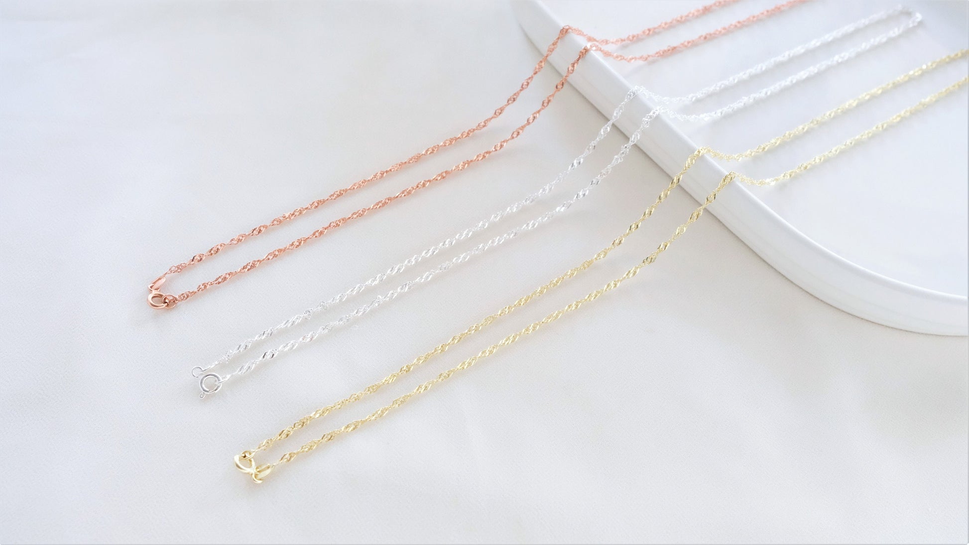 18k Gold Dainty Singapore Twist Chain, Everyday Jewelry, Sparkle Necklace, Gold Rope Chain Necklace, Maid of Honor Gift, Gift for Women - silvergoldandrose