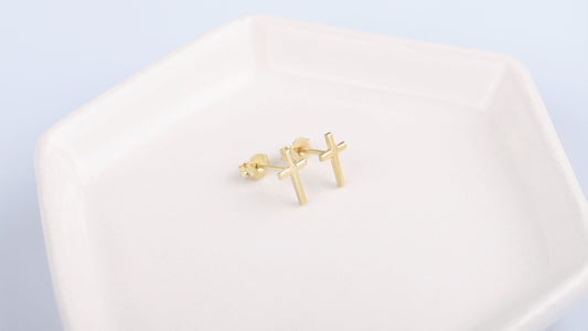 Elysian Jewelry Dainty Cross Stud Earrings - Sparkle with Elegance and Faith