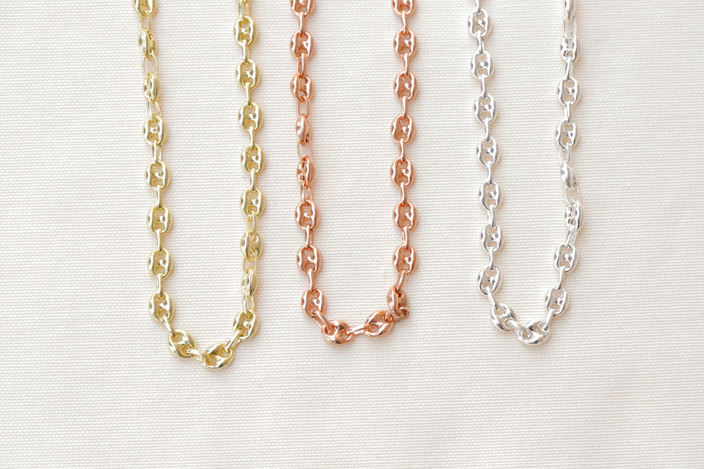 Puffed Mariner Chain Necklace by SilverGoldandRose - Stunning Sterling Silver Anchor Link Design