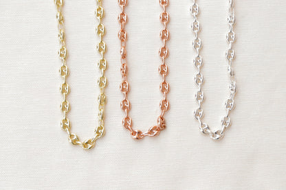 Puffed Mariner Chain Necklace by SilverGoldandRose - Stunning Sterling Silver Anchor Link Design