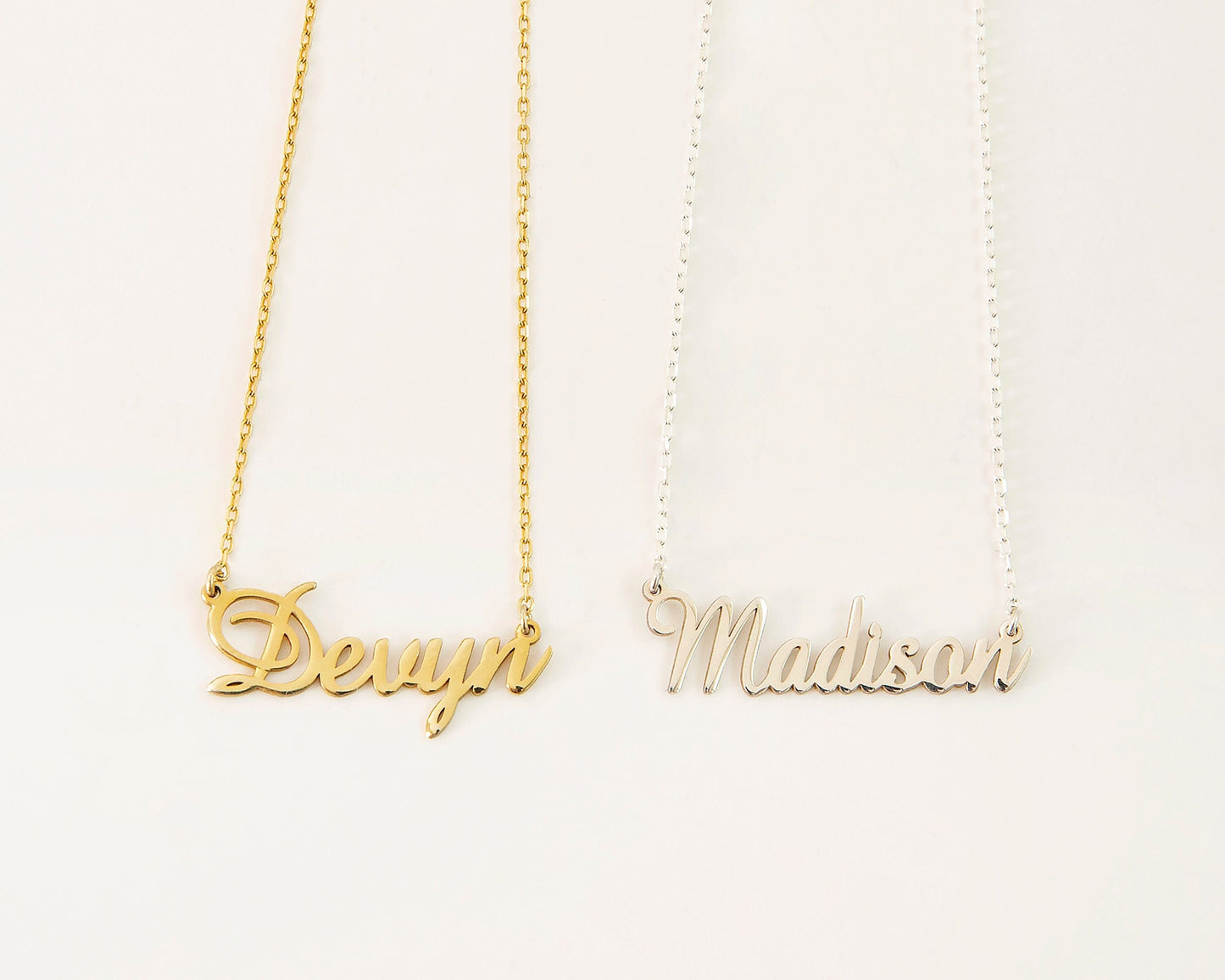 Handmade Personalized Couples Name Necklaces, Custom Name Jewelry with Birthstone add on, Tiny Name Necklace, Couple Necklace, Gift for Her - silvergoldandrose