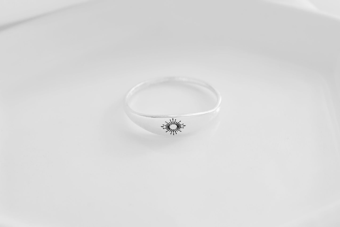 Sunny Aura Sterling Silver Sun Ring - Dainty Sunrise Design, Perfect Birthday Gift for Women