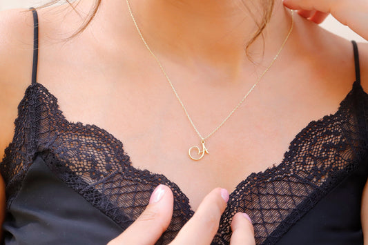 Personalized Cursive Initial Necklace | Custom Sterling Silver & 18K Gold Jewelry | Unique Gifts for Her
