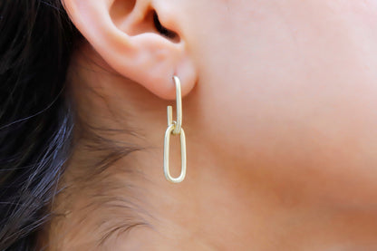 Dangle Link Earrings by SilverGoldandRose • Cable Earrings • Chunky Statement Trendy Jewelry in Silver, Gold, Rose • Gift for Her - silvergoldandrose