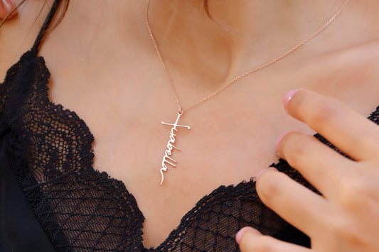Personalized Gold Cross Name Necklace | Custom Baptism Pendant | Inspirational Christian Jewelry Gift
