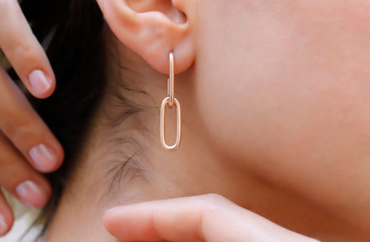 Dangle Link Earrings by SilverGoldandRose • Cable Earrings • Chunky Statement Trendy Jewelry in Silver, Gold, Rose • Gift for Her - silvergoldandrose