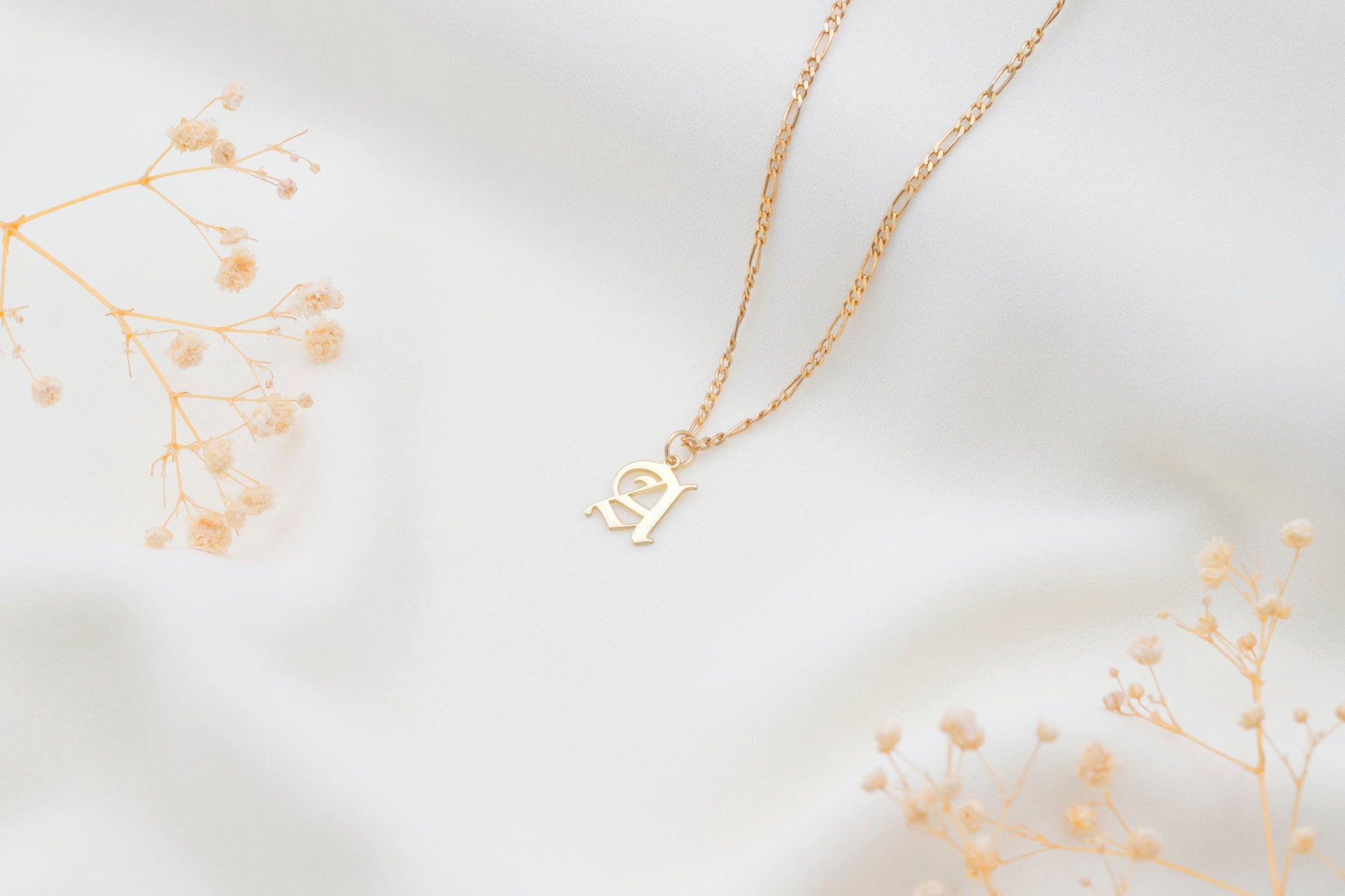 Figaro Chain with Old English Font Initial Necklace for Him and Her• Personalized Letter Jewelry  • Custom Gothic Necklace • Perfect Gifts - silvergoldandrose