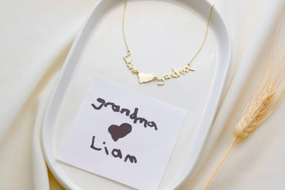 Custom Actual Handwriting Necklace • Personalized Memorial Signature Necklace •Custom Handwriting Jewelry•Personalized Handmade Gift for Her - silvergoldandrose