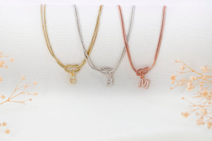 Elysian Love Knot Chain - Sparkling CZ Diamond Initial Charm