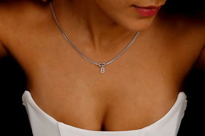 Elysian Love Knot Chain - Sparkling CZ Diamond Initial Charm