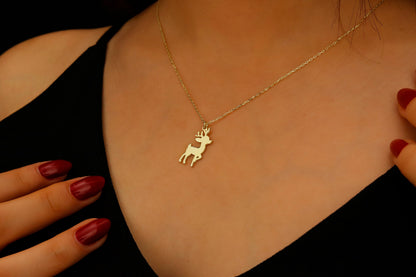 Fawn Elegance Sterling Silver Necklace - Handmade Deer Pendant Jewelry