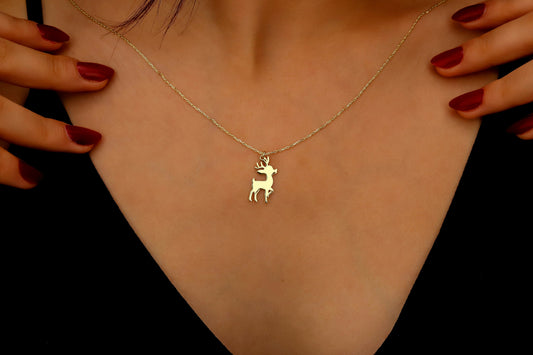 Fawn Elegance Sterling Silver Necklace - Handmade Deer Pendant Jewelry