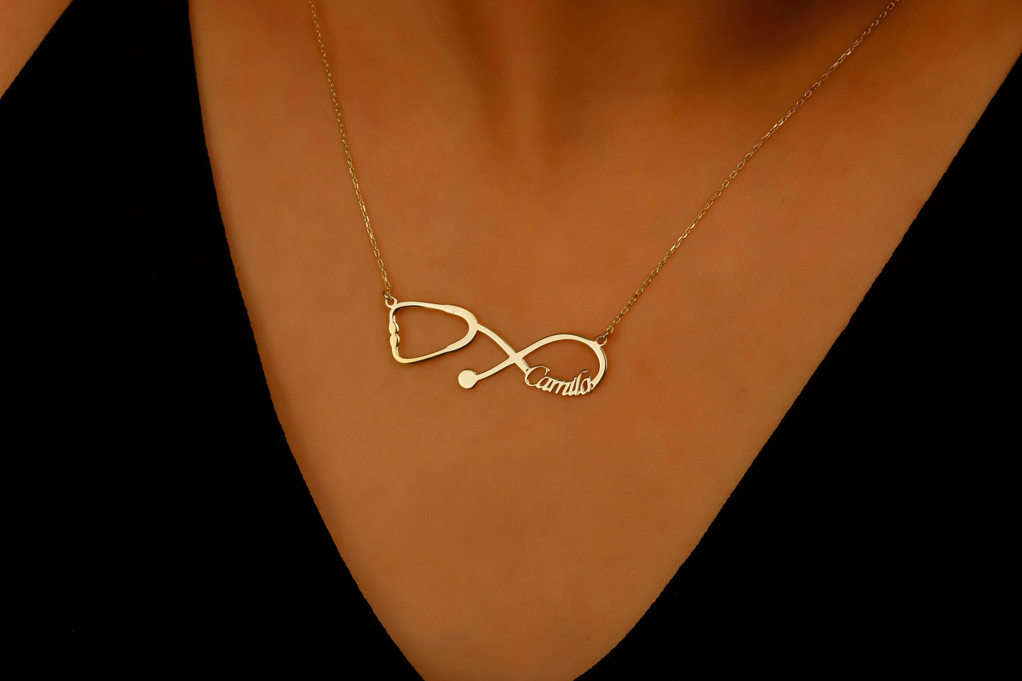Personalized Stethoscope Necklace | 14K Gold Vermeil &amp; Sterling Silver | Unique Medical Jewelry by SilverGoldandRose