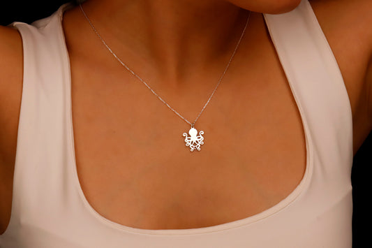 Silver Octopus Pendant Necklace – A Dainty Nautical Treasure!