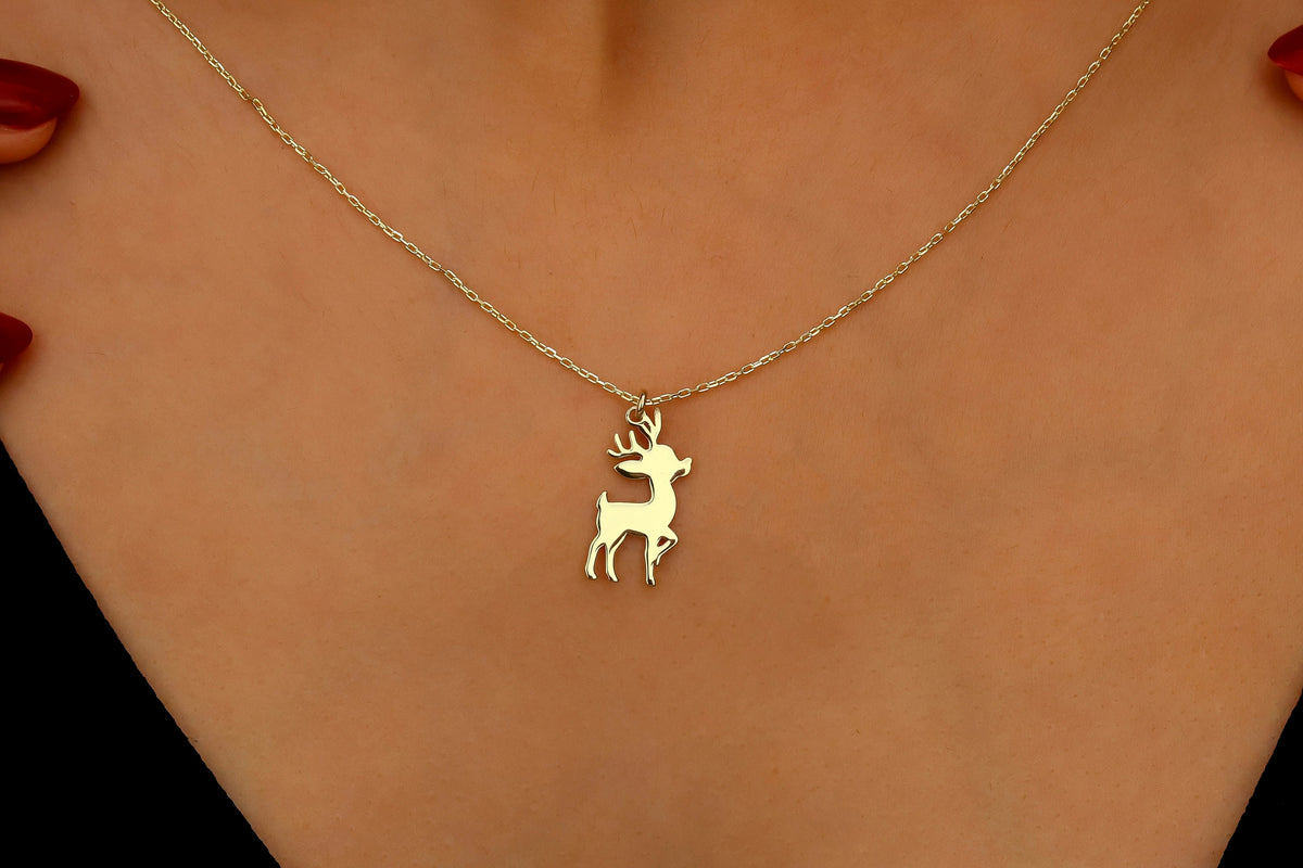 Fawn Elegance Sterling Silver Necklace - Handmade Deer Pendant Jewelry