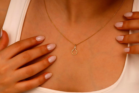 Tiny Middle Finger Necklace | Fuck You Necklace | Minimalist Middle Finger Pendant | Silver Charm Necklace | Funny Gifts for Best Friends