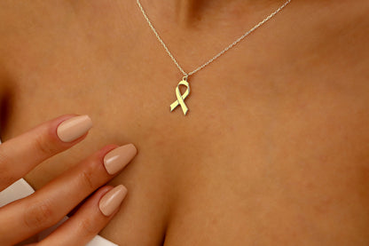Breast Cancer Ribbon Necklace in Gold, Silver and Rose • Cancer Survivor Necklace • Breast Cancer Awareness Jewelry - silvergoldandrose