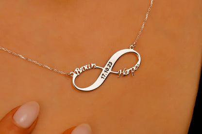 Custom Jewelry Infinity Name Necklace | Personalized Sterling Silver Anniversary Gift