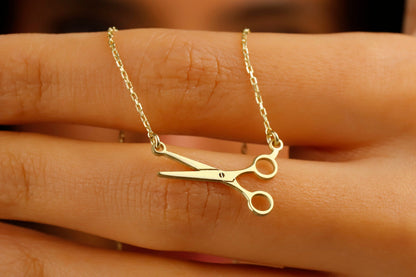 14K Gold Tiny Lesbian Jewelry, Scissors Necklace | Minimalist Pride Jewelry | WLW Scissor Bisexual Transgender Necklace | Matching Necklace - silvergoldandrose