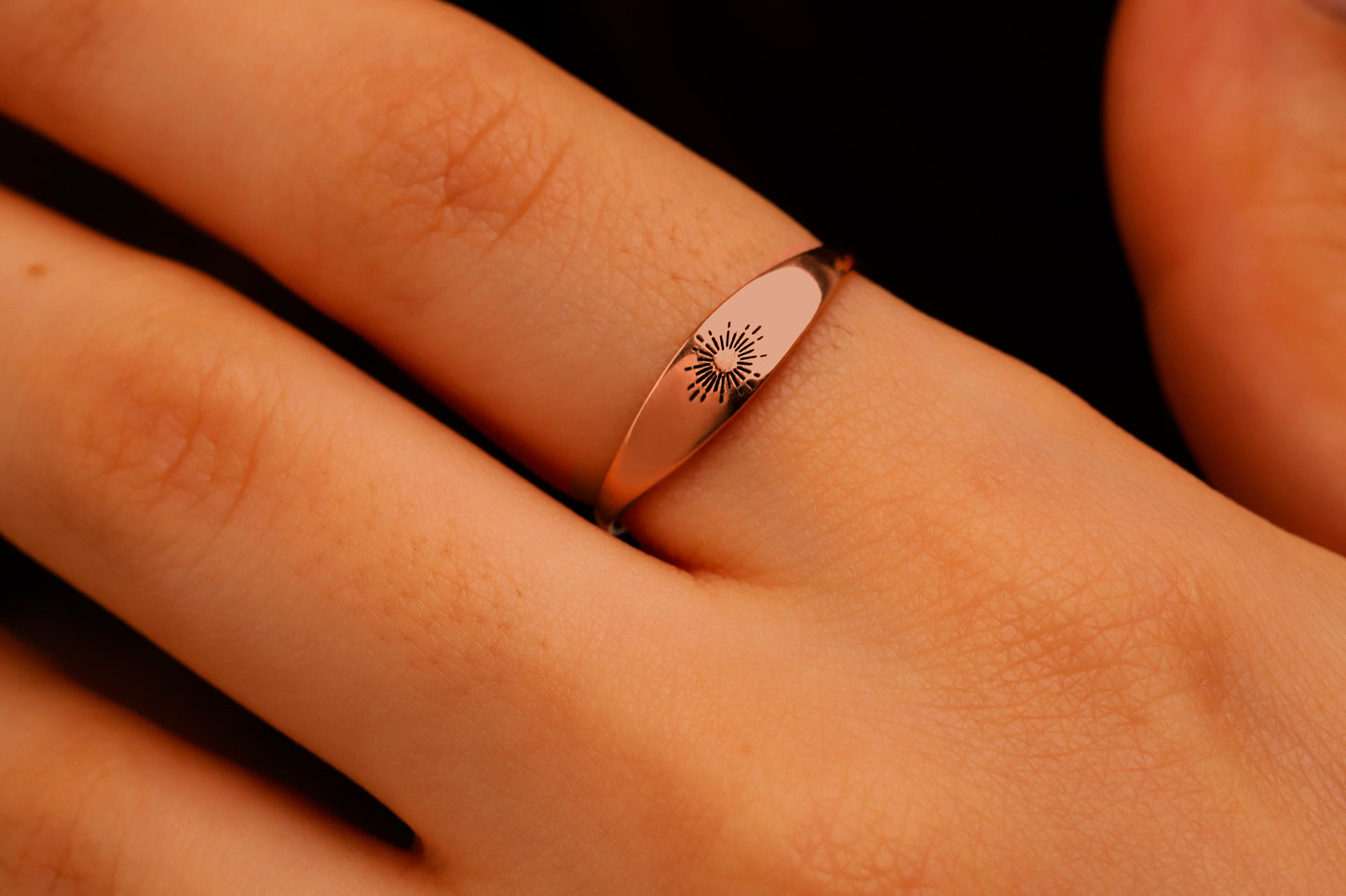 Sunny Aura Sterling Silver Sun Ring - Dainty Sunrise Design, Perfect Birthday Gift for Women