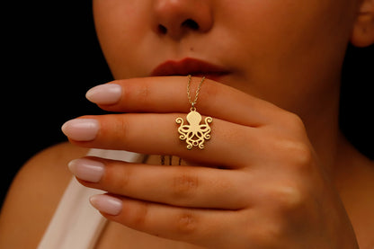 Rose Gold Octopus Pendant Necklace – A Dainty Nautical Treasure!