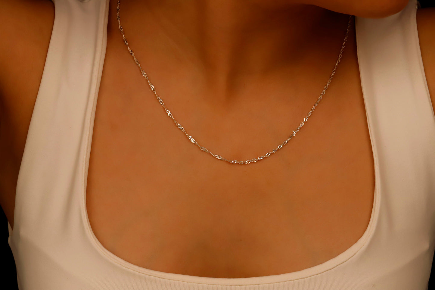 Shimmering Singapore Twist Chain Necklace | Luxurious Elegance for Every Occasion