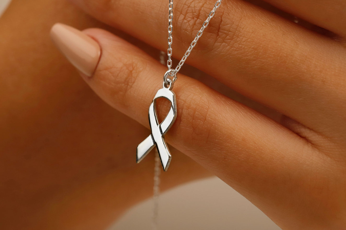 Breast Cancer Ribbon Necklace in Gold, Silver and Rose • Cancer Survivor Necklace • Breast Cancer Awareness Jewelry - silvergoldandrose