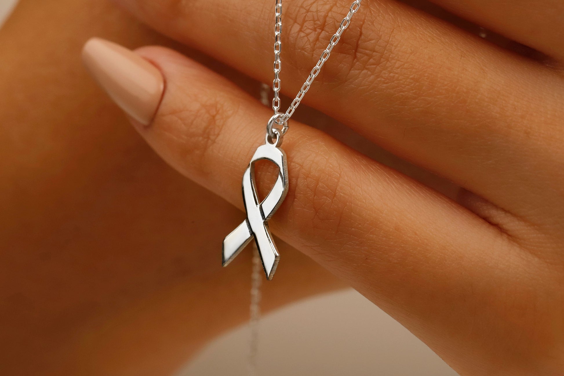 Breast Cancer Ribbon Necklace in Gold, Silver and Rose • Cancer Survivor Necklace • Breast Cancer Awareness Jewelry - silvergoldandrose