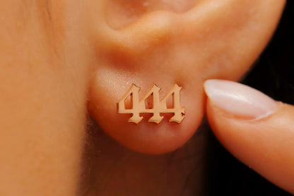 Elysian Jewelry Angel Number Stud Earrings - Celestial Charm for Positive Energy