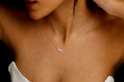 14K Gold Tiny Lesbian Jewelry, Scissors Necklace | Minimalist Pride Jewelry | WLW Scissor Bisexual Transgender Necklace | Matching Necklace - silvergoldandrose