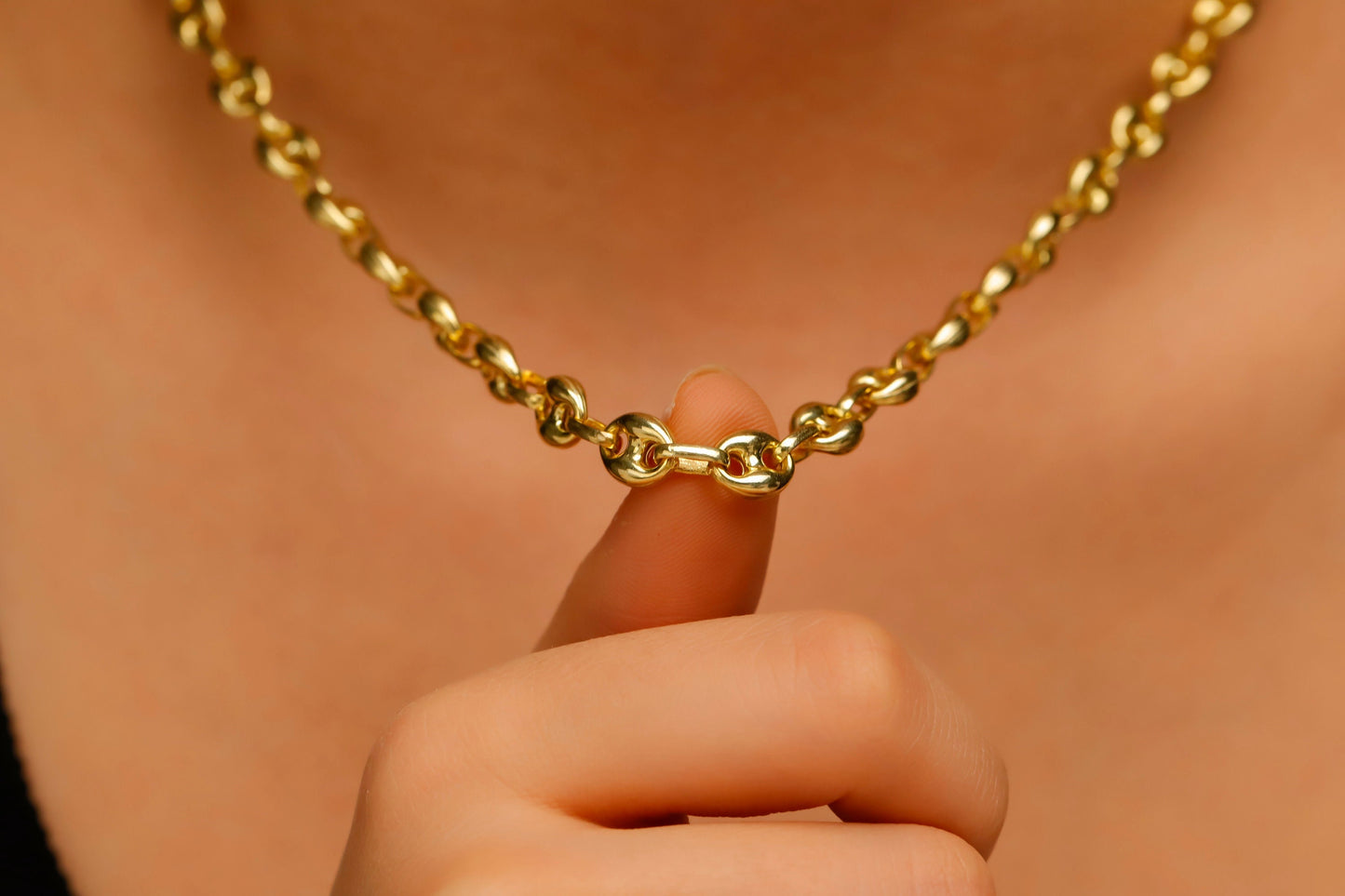 Puffed Mariner Chain Necklace by SilverGoldandRose - Stunning Sterling Silver Anchor Link Design