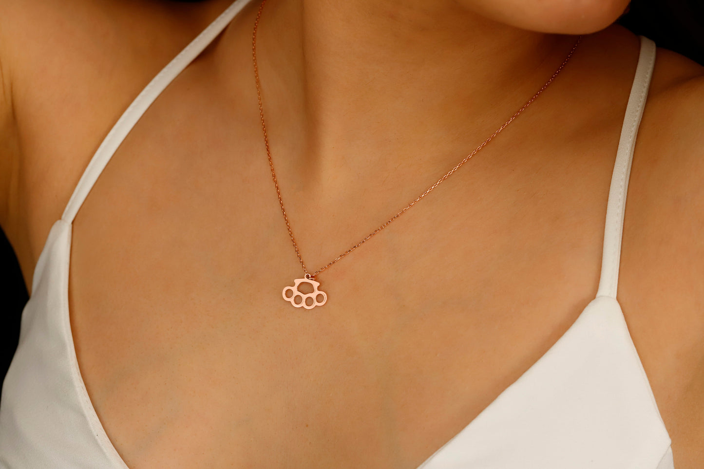 Knuckle Pendant Necklace | Mens Necklace | Brass Knuckle Gold Filled Necklace | Fist Necklace for Men | Schlaging Minimalist Necklace